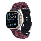 For Apple Watch Ultra 2 49mm Paracord Plain Braided Webbing Buckle Watch Band(Black Red) - 1