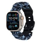 For Apple Watch Ultra 2 49mm Paracord Plain Braided Webbing Buckle Watch Band(Black Blue) - 1