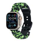 For Apple Watch Ultra 2 49mm Paracord Plain Braided Webbing Buckle Watch Band(Black Green) - 1