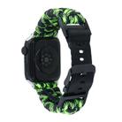 For Apple Watch Ultra 2 49mm Paracord Plain Braided Webbing Buckle Watch Band(Black Green) - 3