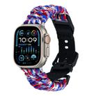 For Apple Watch Ultra 2 49mm Paracord Plain Braided Webbing Buckle Watch Band(Red White Blue) - 1