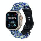 For Apple Watch Ultra 2 49mm Paracord Plain Braided Webbing Buckle Watch Band(Blue Green) - 1