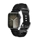 For Apple Watch Series 9 45mm Paracord Plain Braided Webbing Buckle Watch Band(Black) - 1
