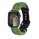 For Apple Watch Series 9 45mm Paracord Plain Braided Webbing Buckle Watch Band(Army Green) - 1