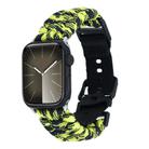 For Apple Watch Series 9 45mm Paracord Plain Braided Webbing Buckle Watch Band(Black Yellow) - 1