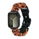 For Apple Watch Series 9 45mm Paracord Plain Braided Webbing Buckle Watch Band(Black Orange) - 1