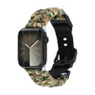 For Apple Watch Series 9 45mm Paracord Plain Braided Webbing Buckle Watch Band(Army Green Camouflage) - 1