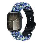 For Apple Watch Series 9 45mm Paracord Plain Braided Webbing Buckle Watch Band(Blue Green) - 1