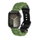 For Apple Watch Series 9 41mm Paracord Plain Braided Webbing Buckle Watch Band(Army Green) - 1