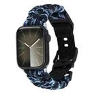 For Apple Watch Series 9 41mm Paracord Plain Braided Webbing Buckle Watch Band(Black Blue) - 1