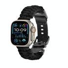 For Apple Watch Ultra 49mm Paracord Plain Braided Webbing Buckle Watch Band(Black) - 1