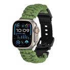 For Apple Watch Ultra 49mm Paracord Plain Braided Webbing Buckle Watch Band(Army Green) - 1