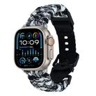 For Apple Watch Ultra 49mm Paracord Plain Braided Webbing Buckle Watch Band(Black White) - 1