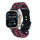 For Apple Watch Ultra 49mm Paracord Plain Braided Webbing Buckle Watch Band(Black Red) - 1