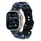 For Apple Watch Ultra 49mm Paracord Plain Braided Webbing Buckle Watch Band(Black Blue) - 1