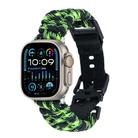 For Apple Watch Ultra 49mm Paracord Plain Braided Webbing Buckle Watch Band(Black Green) - 1