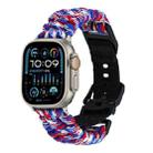 For Apple Watch Ultra 49mm Paracord Plain Braided Webbing Buckle Watch Band(Red White Blue) - 1