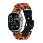 For Apple Watch Ultra 49mm Paracord Plain Braided Webbing Buckle Watch Band(Black Orange) - 1