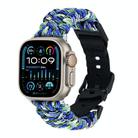 For Apple Watch Ultra 49mm Paracord Plain Braided Webbing Buckle Watch Band(Blue Green) - 1