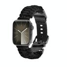 For Apple Watch Series 8 45mm Paracord Plain Braided Webbing Buckle Watch Band(Black) - 1