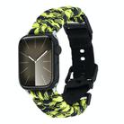 For Apple Watch Series 8 45mm Paracord Plain Braided Webbing Buckle Watch Band(Black Yellow) - 1