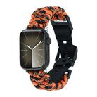 For Apple Watch SE 2022 44mm Paracord Plain Braided Webbing Buckle Watch Band(Black Orange) - 1