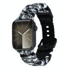 For Apple Watch Series 7 41mm Paracord Plain Braided Webbing Buckle Watch Band(Black White) - 1