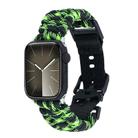 For Apple Watch Series 7 41mm Paracord Plain Braided Webbing Buckle Watch Band(Black Green) - 1