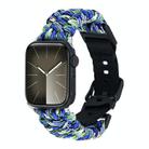 For Apple Watch Series 7 41mm Paracord Plain Braided Webbing Buckle Watch Band(Blue Green) - 1