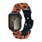 For Apple Watch Series 7 45mm Paracord Plain Braided Webbing Buckle Watch Band(Black Orange) - 1