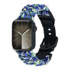 For Apple Watch Series 7 45mm Paracord Plain Braided Webbing Buckle Watch Band(Blue Green) - 1