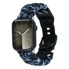 For Apple Watch SE 44mm Paracord Plain Braided Webbing Buckle Watch Band(Black Blue) - 1