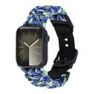 For Apple Watch SE 44mm Paracord Plain Braided Webbing Buckle Watch Band(Blue Green) - 1