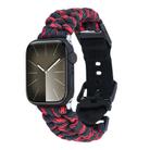 For Apple Watch Series 6 40mm Paracord Plain Braided Webbing Buckle Watch Band(Black Red) - 1