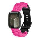 For Apple Watch Series 6 44mm Paracord Plain Braided Webbing Buckle Watch Band(Rose Red) - 1