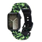 For Apple Watch Series 6 44mm Paracord Plain Braided Webbing Buckle Watch Band(Black Green) - 1