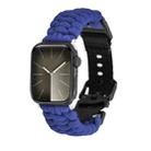 For Apple Watch Series 5 44mm Paracord Plain Braided Webbing Buckle Watch Band(Blue) - 1