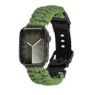 For Apple Watch Series 5 44mm Paracord Plain Braided Webbing Buckle Watch Band(Army Green) - 1