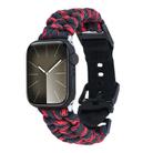 For Apple Watch Series 5 40mm Paracord Plain Braided Webbing Buckle Watch Band(Black Red) - 1