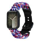 For Apple Watch 42mm Paracord Plain Braided Webbing Buckle Watch Band(Red White Blue) - 1