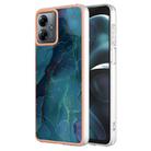 For Motorola Moto G14 Electroplating Marble Dual-side IMD Phone Case(Green 017) - 1