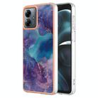 For Motorola Moto G14 Electroplating Marble Dual-side IMD Phone Case(Purple 016) - 1