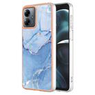 For Motorola Moto G14 Electroplating Marble Dual-side IMD Phone Case(Blue 018) - 1