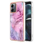 For Motorola Moto G14 Electroplating Marble Dual-side IMD Phone Case(Pink 013) - 1