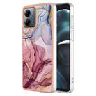 For Motorola Moto G14 Electroplating Marble Dual-side IMD Phone Case(Rose Red 014) - 1