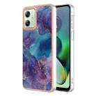 For Motorola Moto G54 Electroplating Marble Dual-side IMD Phone Case(Purple 016) - 1