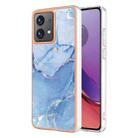 For Motorola Moto G84 Electroplating Marble Dual-side IMD Phone Case(Blue 018) - 1