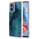 For Motorola Moto G34 Electroplating Marble Dual-side IMD Phone Case(Green 017) - 1