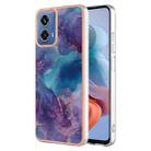 For Motorola Moto G34 Electroplating Marble Dual-side IMD Phone Case(Purple 016) - 1