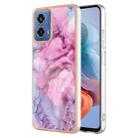 For Motorola Moto G34 Electroplating Marble Dual-side IMD Phone Case(Pink 013) - 1